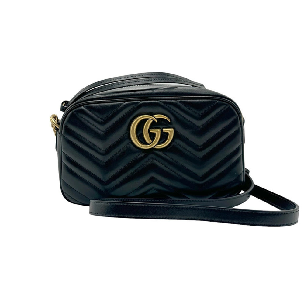Gucci GG Marmont Leather Crossbody Bag Gold Black